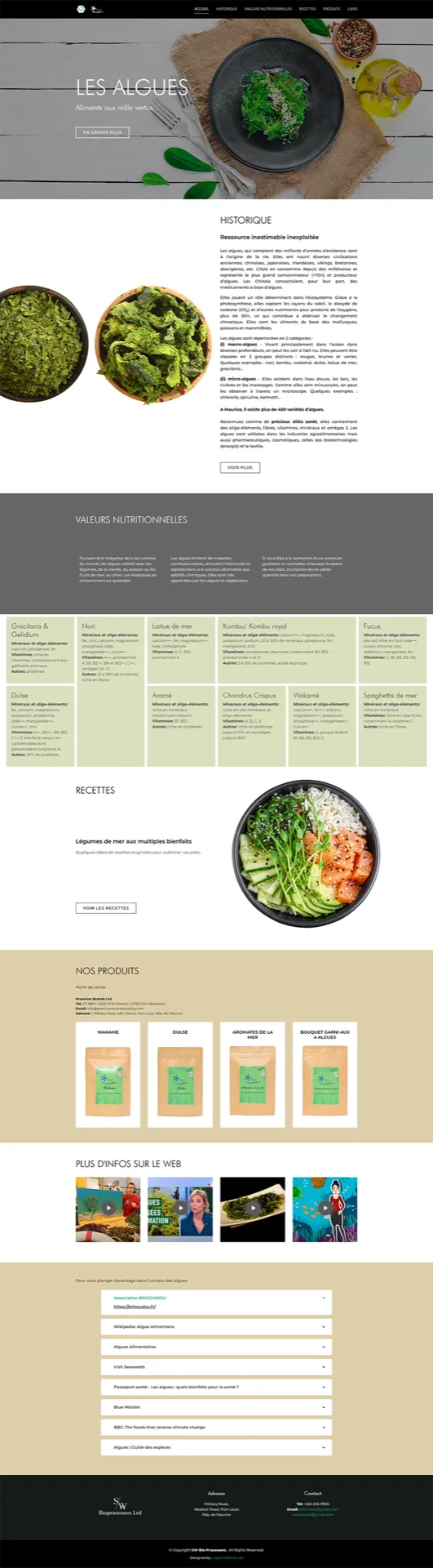 Algues de Maurice website preview